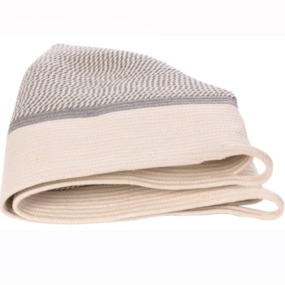 XXL Extra Large Cotton Rope Woven Basket, Throw Blanket Storage Basket w/ Handle - Picture 9 of 9